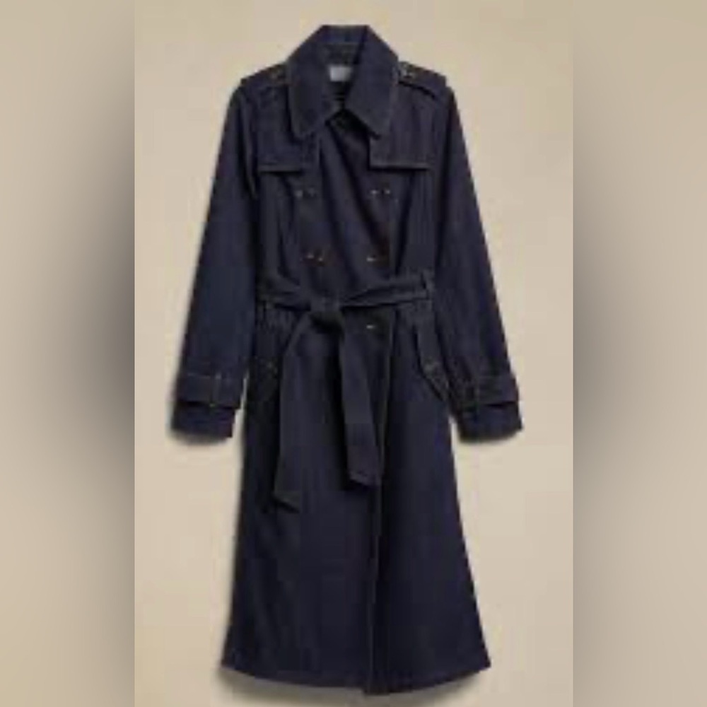 Banana Republic Uma Denim Trench Coat M - Picture 4 of 12